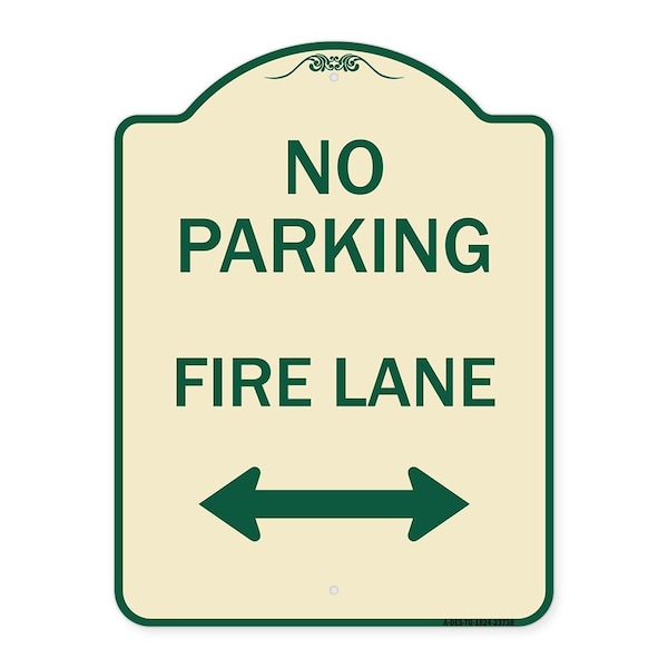 Signmission No Parking Fire Lane W/ Bidirectional Arrow Heavy-Gauge Aluminum Sign, 24" x 18", TG-1824-23738 A-DES-TG-1824-23738 - main